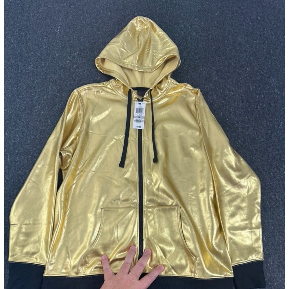 Material Girl Active GOLD Zip HOODIE Womens Size 1XL